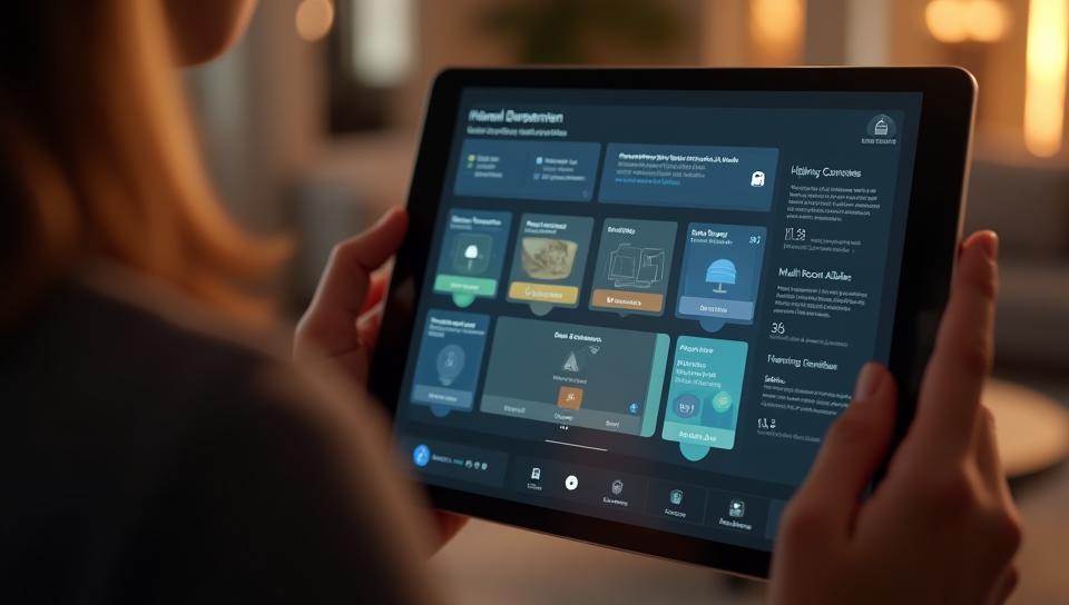 Customized smart home interface on a tablet, showing personalized control options.