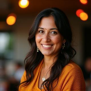 Portrait of Kavita Devi, a restaurant owner.